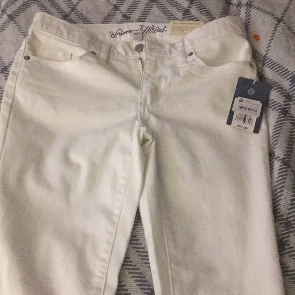 White straight leg jeans